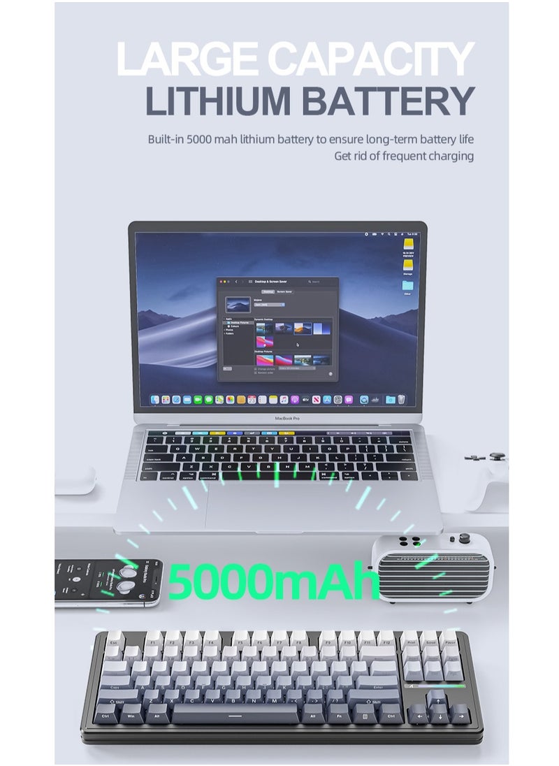 هجوم القرش - M87PROV2 لوحة مفاتيح الألعاب الميكانيكية اللاسلكية، حشية تبادل البيانات RGB المخصصة - Image 1