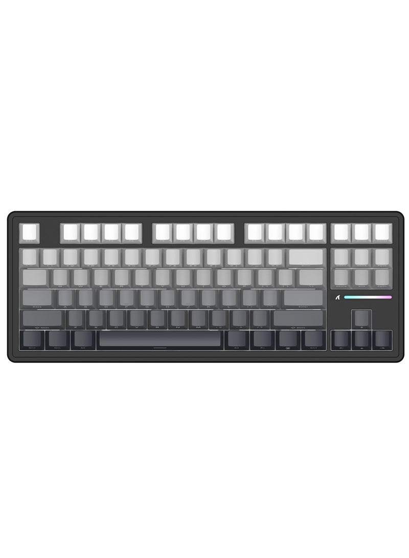 هجوم القرش لوحة مفاتيح الألعاب الميكانيكية اللاسلكية M87 PRO V2، وضع ثلاثي BT5.0/2.4 جيجاهرتز/Type-C، لوحة مفاتيح RGB مخصصة قابلة للتبديل السريع، مفتاح خطي وأغطية مفاتيح PBT مطبوعة على الجانب - Image 1