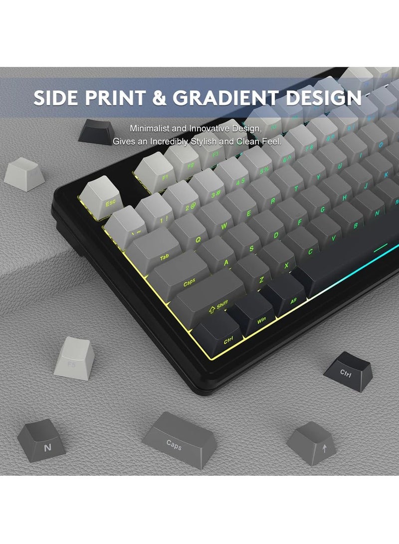 هجوم القرش لوحة مفاتيح الألعاب الميكانيكية اللاسلكية M87 PRO V2، وضع ثلاثي BT5.0/2.4 جيجاهرتز/Type-C، لوحة مفاتيح RGB مخصصة قابلة للتبديل السريع، مفتاح خطي وأغطية مفاتيح PBT مطبوعة على الجانب - Image 4