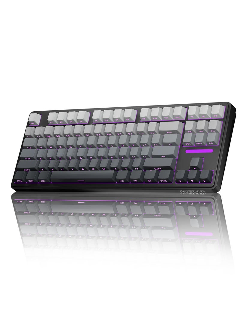 هجوم القرش لوحة مفاتيح الألعاب الميكانيكية اللاسلكية M87 PRO V2، وضع ثلاثي BT5.0/2.4 جيجاهرتز/Type-C، لوحة مفاتيح RGB مخصصة قابلة للتبديل السريع، مفتاح خطي وأغطية مفاتيح PBT مطبوعة على الجانب - Image 1