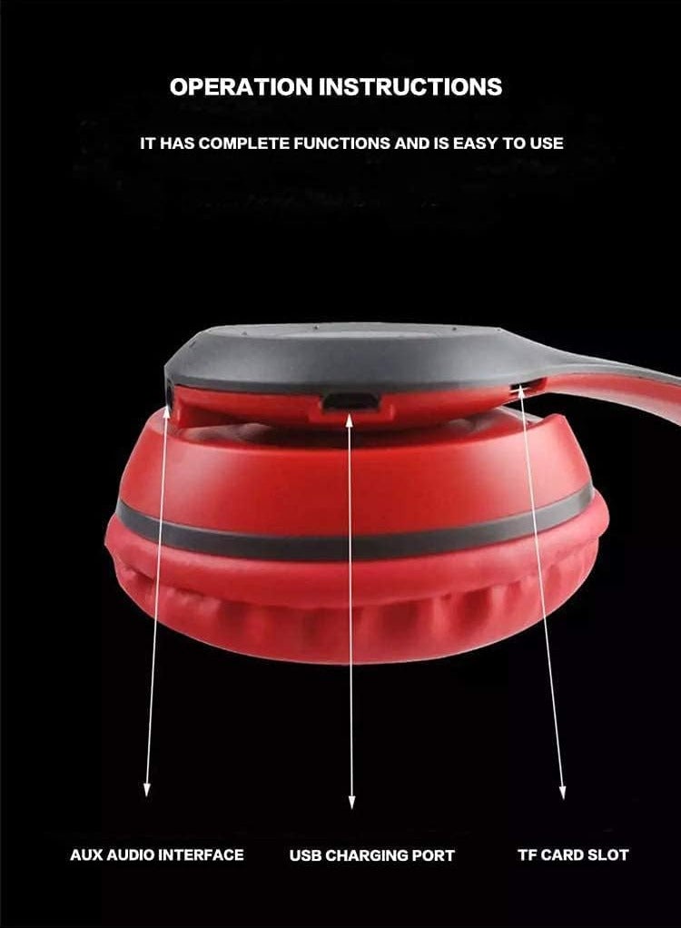 New Design P47 5.0+EDR Wireless Bluetooth On-Ear Headphone Headset 5.0 Bluetooth Fm Radio/ MP3 Player Aux Red  - Image 3