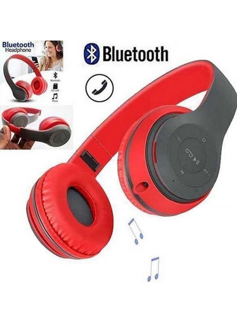 New Design P47 5.0+EDR Wireless Bluetooth On-Ear Headphone Headset 5.0 Bluetooth Fm Radio/ MP3 Player Aux Red  - Image 5