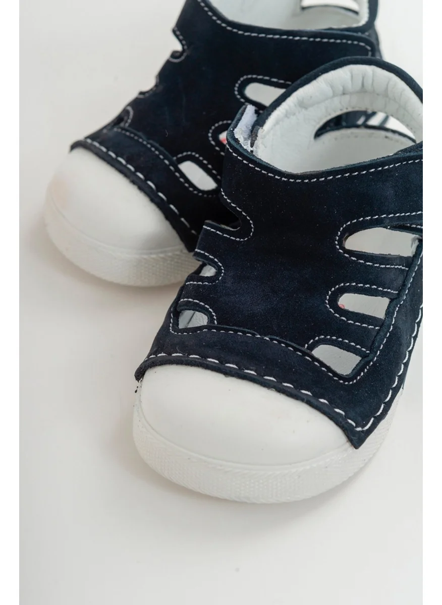 Mnpc Unisex Kids Navy Blue Leather Orthopedic Supported First Step Shoes