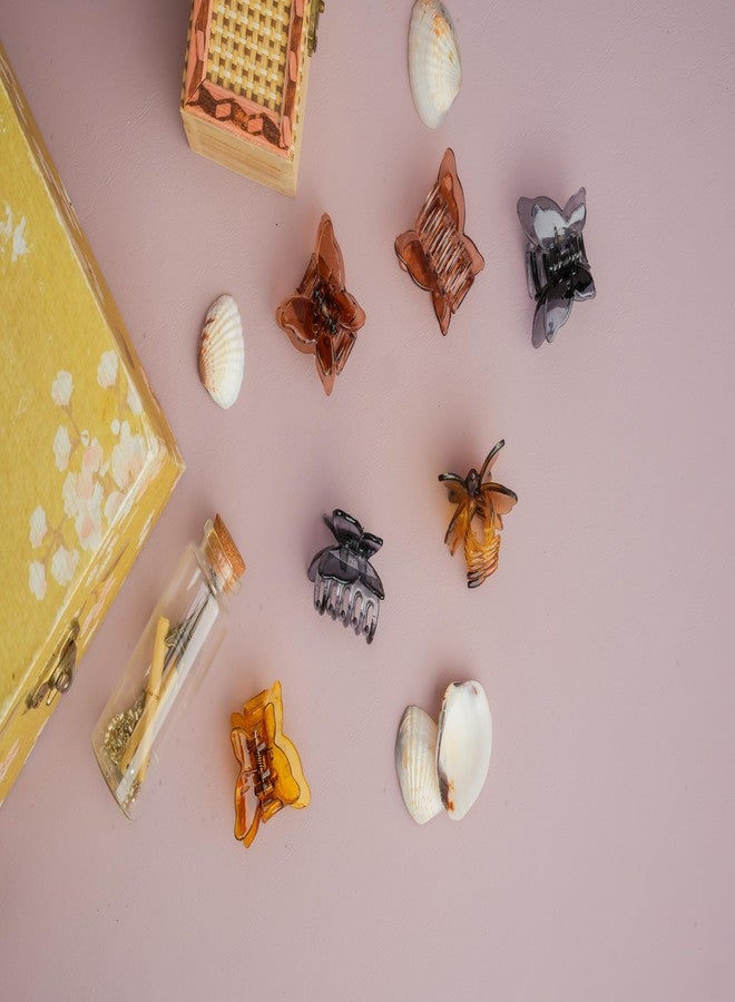 hkd HKD SALES Small Size hair clips clutches for women, girl Multi Color Acrylic Material Stone Butterfly Clip for Women for Half Pony butterfly Shape 12 pis - Image 2
