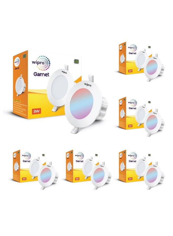 wipro Acrylonitrile Butadiene Styrene Garnet 3W LED Mini Downlight|Colour Changing(Red/Blue/Pink)|Compact Design with 120° Beam Angle|Recessed Down Light for False Ceiling|Cutout - 2.2 Inch|Pack of 4 - Image 1