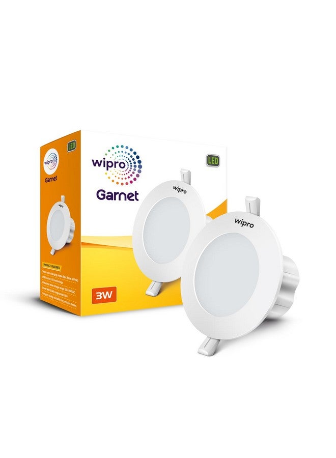 wipro Acrylonitrile Butadiene Styrene Garnet 3W LED Mini Downlight|Colour Changing(Red/Blue/Pink)|Compact Design with 120° Beam Angle|Recessed Down Light for False Ceiling|Cutout - 2.2 Inch|Pack of 4 - Image 2