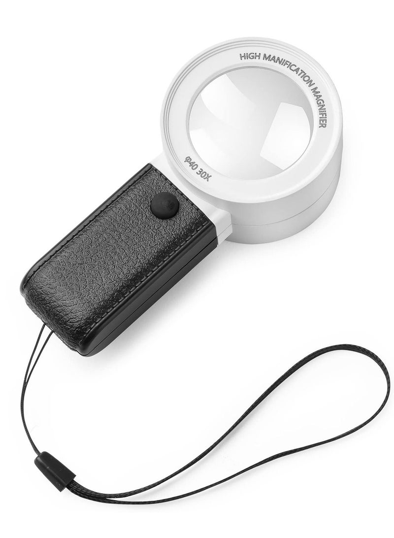 Excefore Magnifying Glass with Light, 30x Handheld Large Illuminated Magnifier, Reading Magnifying Glass with for Seniors Read, Coins, Stamps, Map, Inspection. - Image 1