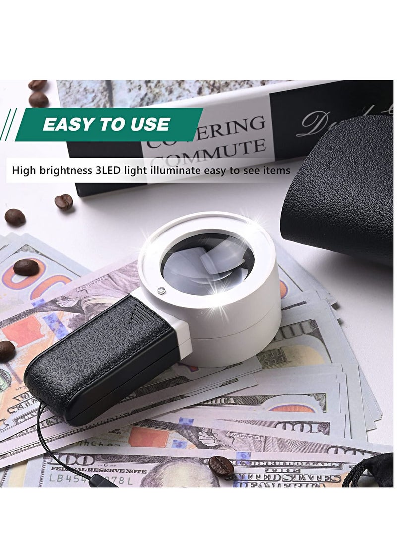 Excefore Magnifying Glass with Light, 30x Handheld Large Illuminated Magnifier, Reading Magnifying Glass with for Seniors Read, Coins, Stamps, Map, Inspection. - Image 3