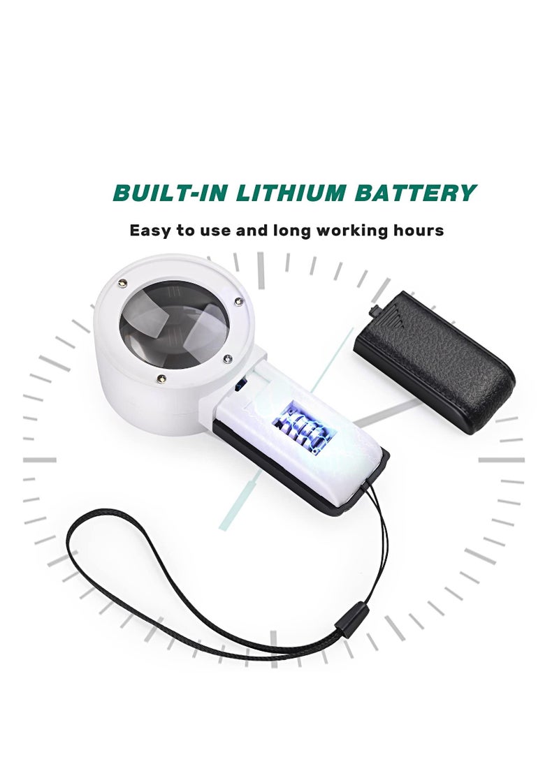 Excefore Magnifying Glass with Light, 30x Handheld Large Illuminated Magnifier, Reading Magnifying Glass with for Seniors Read, Coins, Stamps, Map, Inspection. - Image 2