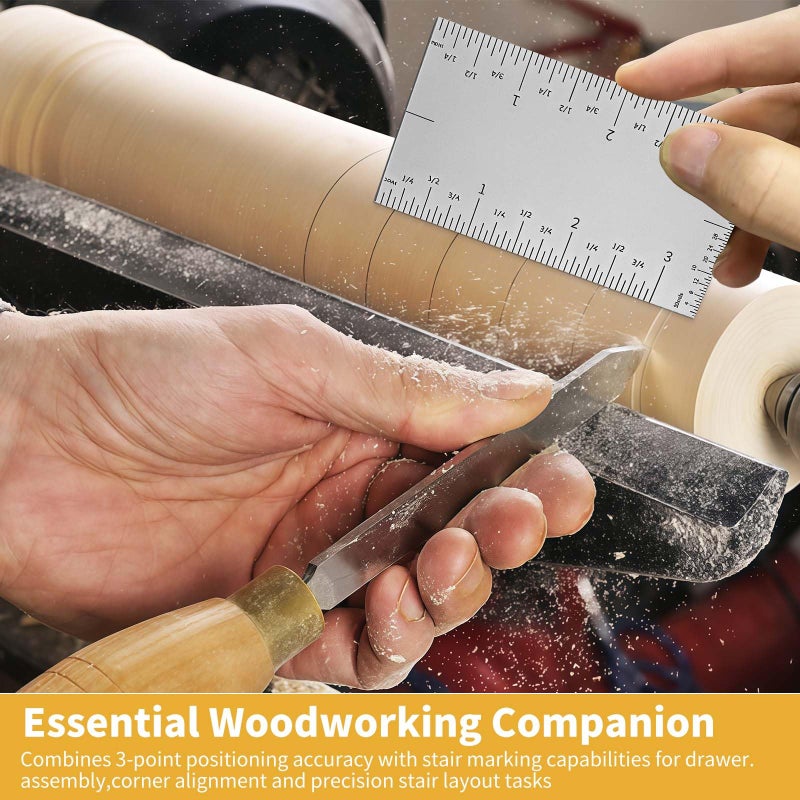 TitTees 3'' Pocket Rule Tool, Durable Stainless Square Edged Precision Ruler, Versatile & Matte Finish Woodworking Rulers w/Graduations On All Four Edges for Easy Readability, Easy-to-Use Marking Tool - Image 5