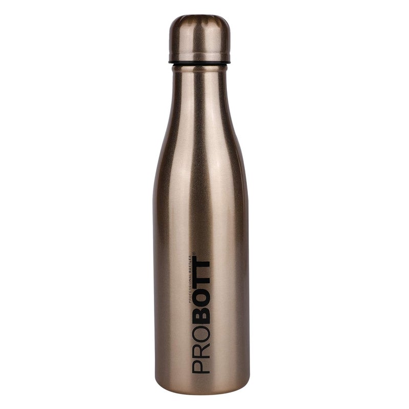 PROBOTT Probott Vintage Flask 500ml Thermosteel Hot & Cold Thermos Flask 0.5 Litre, Water Bottle 500 ml, Gold | Screw Cap | Leakproof | Gym | Sports | Office | Home | Kitchen | Travel | Water, Tea, Coffee  - Image 1