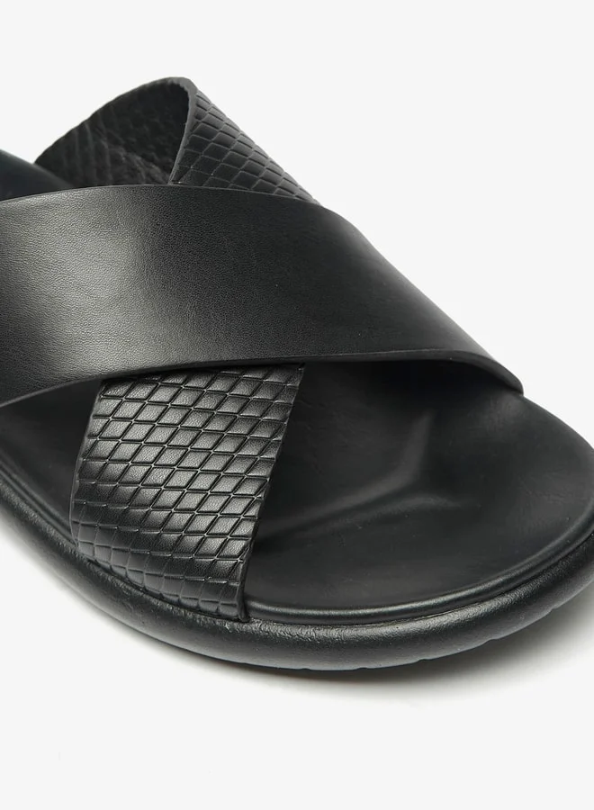 LBL by Shoexpress Men Textured Slip-On Cross Strap Sandals
