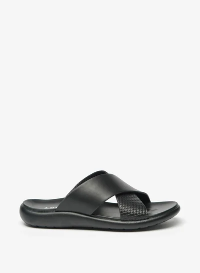 ال بي ال من شو اكسبرس Men Textured Slip-On Cross Strap Sandals