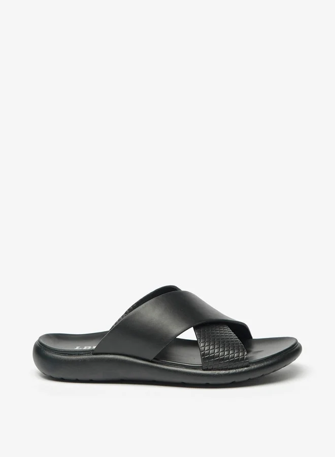 LBL by Shoexpress Men Textured Slip-On Cross Strap Sandals