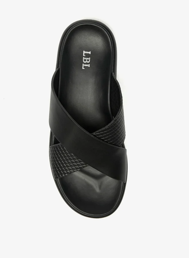 LBL by Shoexpress Men Textured Slip-On Cross Strap Sandals