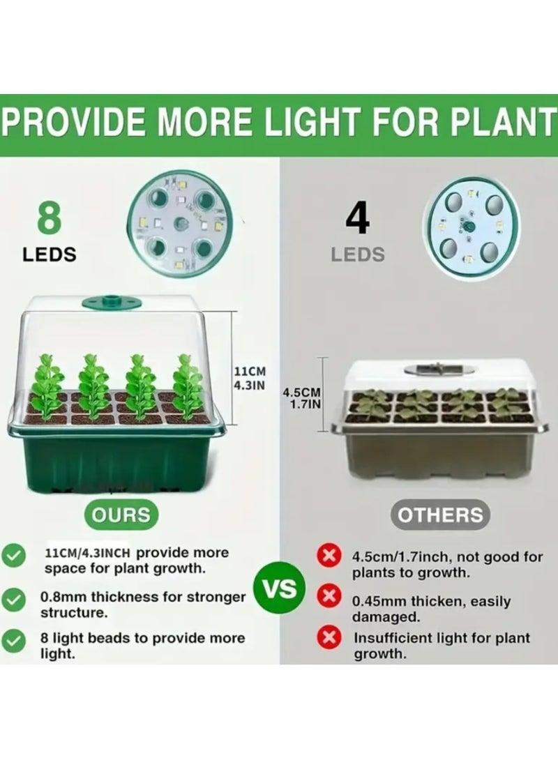 مجموعة من البذور الإنبات علبة كيت ، ومجهزة الرطوبة قابل للتعديل تغطية كامل الطيف الصمام مصباح النمو ، الناقل التسلسلي العام بالطاقة جهاز إنبات الشتلات - Image 4