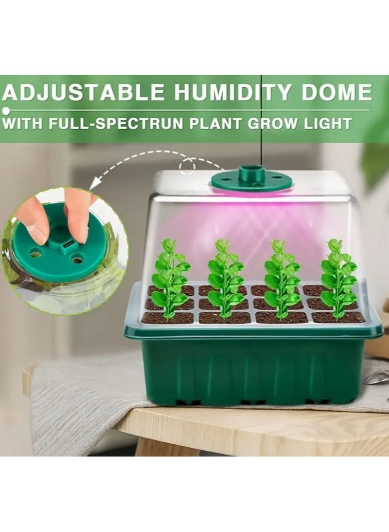 مجموعة من البذور الإنبات علبة كيت ، ومجهزة الرطوبة قابل للتعديل تغطية كامل الطيف الصمام مصباح النمو ، الناقل التسلسلي العام بالطاقة جهاز إنبات الشتلات - Image 2