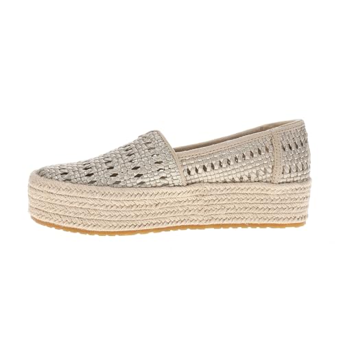TOMS Womens Valencia Metallic Espadrille Slip On Flats Casual - Gold - Size 9 B - Image 3