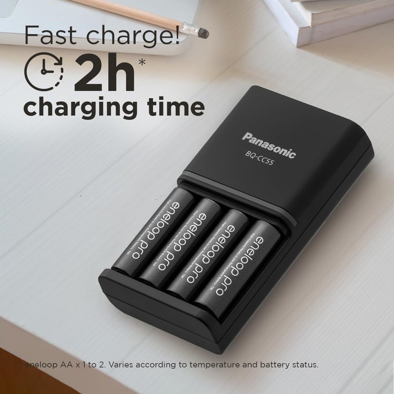 إنيلوب شاحن pro SmartPlus، لـ 1-4 بطاريات AA/AAA قابلة لإعادة الشحن، وقت شحن 2 ساعة، 10 ميزات أمان، يتضمن 4 بطاريات pro AA (2500 مللي أمبير في الساعة)، قابس بريطاني - Image 4