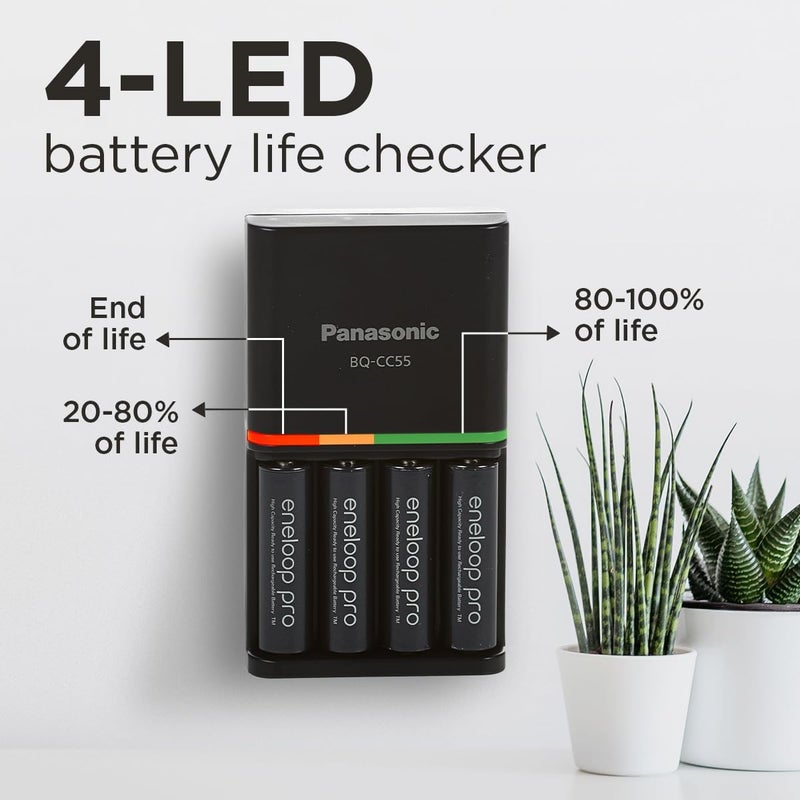 إنيلوب شاحن pro SmartPlus، لـ 1-4 بطاريات AA/AAA قابلة لإعادة الشحن، وقت شحن 2 ساعة، 10 ميزات أمان، يتضمن 4 بطاريات pro AA (2500 مللي أمبير في الساعة)، قابس بريطاني - Image 3