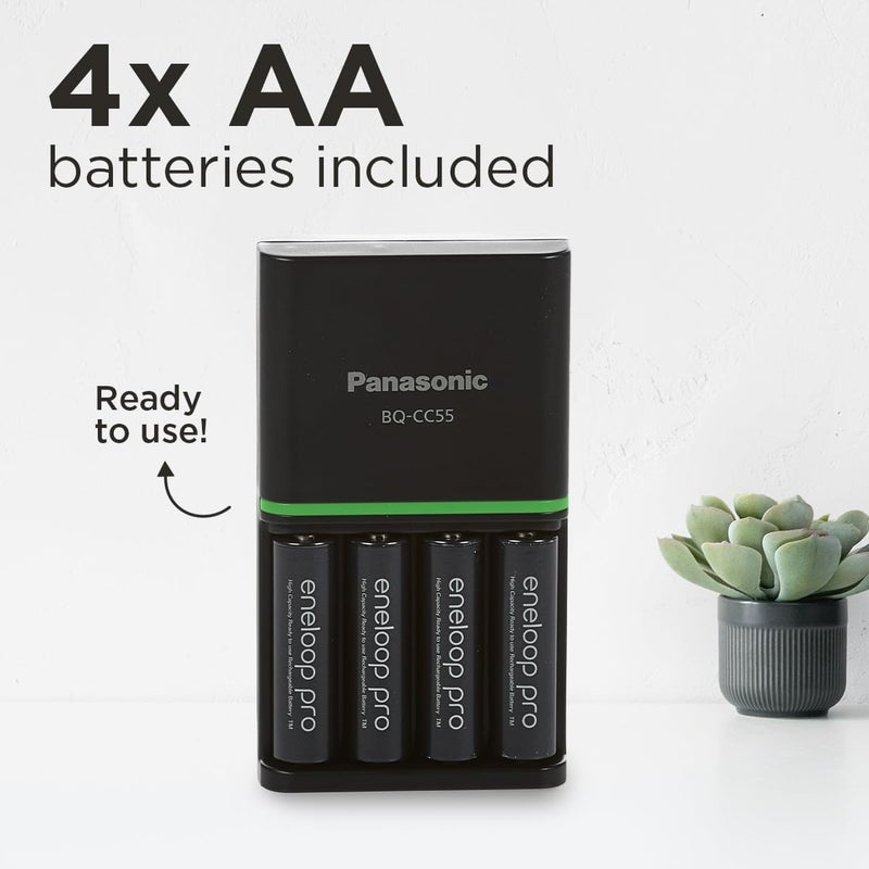 إنيلوب شاحن pro SmartPlus، لـ 1-4 بطاريات AA/AAA قابلة لإعادة الشحن، وقت شحن 2 ساعة، 10 ميزات أمان، يتضمن 4 بطاريات pro AA (2500 مللي أمبير في الساعة)، قابس بريطاني - Image 2