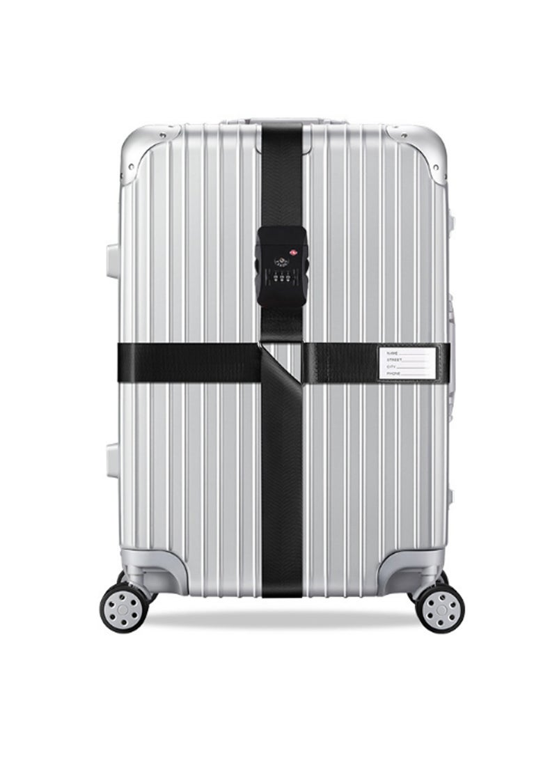 Black Cross Customs Lock Adjustable Cross Luggage Straps, Colorful Luggage Straps, Suitable For Travel, Protect Tightening And Reinforcing Suitcases - Image 1