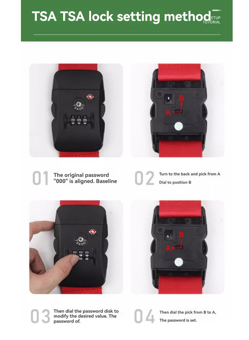 Black Cross Customs Lock Adjustable Cross Luggage Straps, Colorful Luggage Straps, Suitable For Travel, Protect Tightening And Reinforcing Suitcases - Image 2