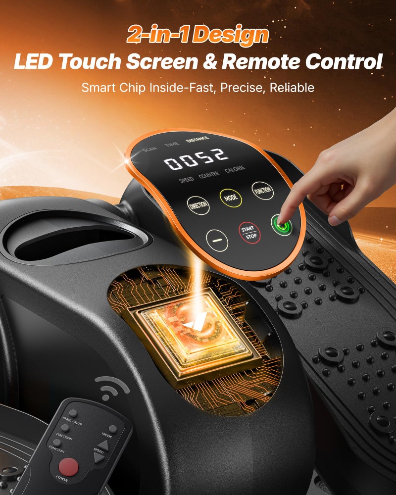 MERACH Under Desk Elliptical Machine, Leg Exerciser While Sitting for Seniors with Remote Control & 12-Speeds, Quiet Portable Electric Seated Pedal Exerciser Machine for Home Officeï¼ˆOrangeï¼‰ - Image 4