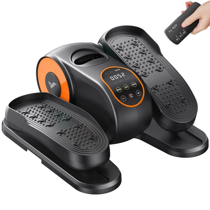 MERACH Under Desk Elliptical Machine, Leg Exerciser While Sitting for Seniors with Remote Control & 12-Speeds, Quiet Portable Electric Seated Pedal Exerciser Machine for Home Officeï¼ˆOrangeï¼‰ - Image 1