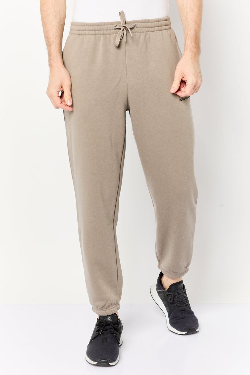 Core Elements Men Brand Logo Jogger Pants, Taupe  - Image 1
