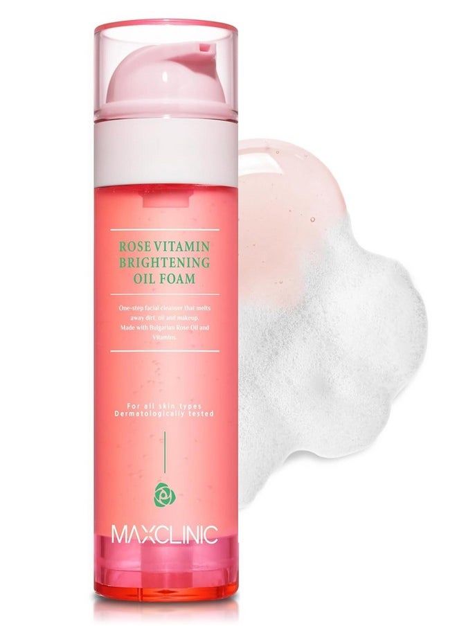 maxclinic MAXCLINIC [K-Beauty] Rose Vitamin Oil to Foam | Daily Face Wash Oil Based Cleanser | Korean Rose Oil Foaming Face Cleanser | Hydrating Facial Cleanser for Dry Sensitive Skin (3.88 oz)  - Image 1