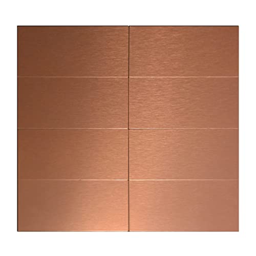 Crystiles Aluminum Peel and Stick Backsplash Tile Panels - 3"x6" Brushed Copper Kitchen Wall Decor, 40-Pack (Copper Color) - Image 1