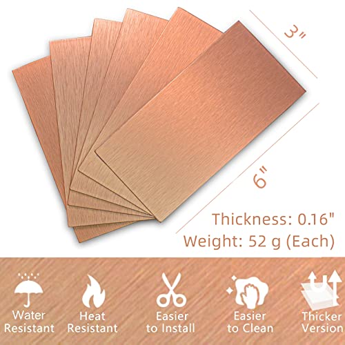 Crystiles Aluminum Peel and Stick Backsplash Tile Panels - 3"x6" Brushed Copper Kitchen Wall Decor, 40-Pack (Copper Color) - Image 2