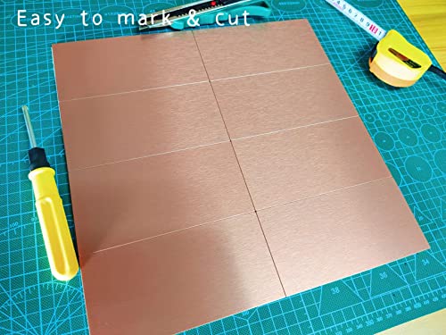 Crystiles Aluminum Peel and Stick Backsplash Tile Panels - 3"x6" Brushed Copper Kitchen Wall Decor, 40-Pack (Copper Color) - Image 3