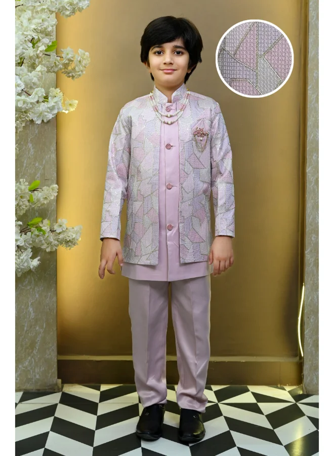 BT DEZINES Lavender Sherwani and Trousers Set for Boys