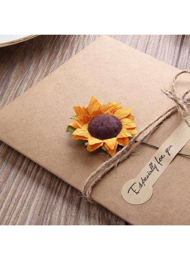 8 Packs Assorted Greeting Card,  Brown Kraft 4 Floral Designs of Dried Flowers Greeting Cards with Envelopes, Stickers and Twine, Blank Note Cards for Friend (6.5*4.3 Inch) - Image 5
