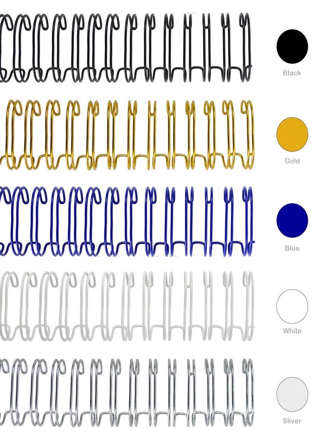 Rayson WR32159M Wire Binding Spines, Multicolor, 3:1 Pitch Double Loop Binding Wires 5/8 Inch, 32-Loop Wire Ring Pack of 50 with Black, Gold, Blue, White, Silver - Image 1