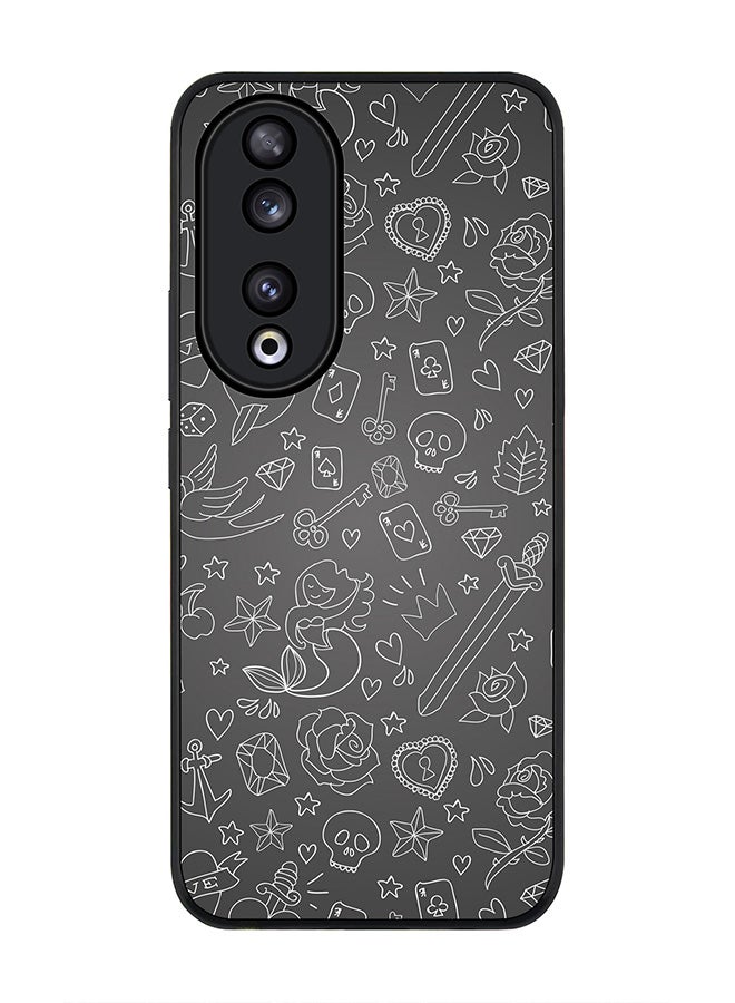 Stylizedd Rugged Black edge case for Honor 90 5G, Slim fit Soft Case Flexible Rubber Edges Anti Drop TPU Gel Thin Cover -  Doodles - Image 1