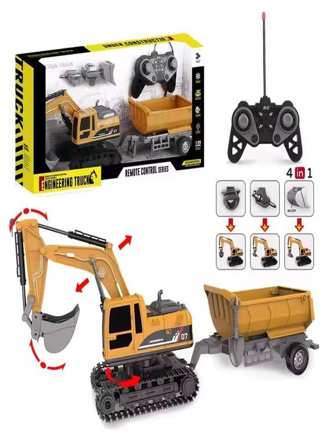 KERBRO Metal RC Truck Toy,9-Channel Remote Control Construction Vehicle Dumping Truck with Lights & Sounds,2.4GHz Rechargeable Toy for Kids Ages 3+ Battery&Remote Included,Yellow(Excavator 4) - Image 5