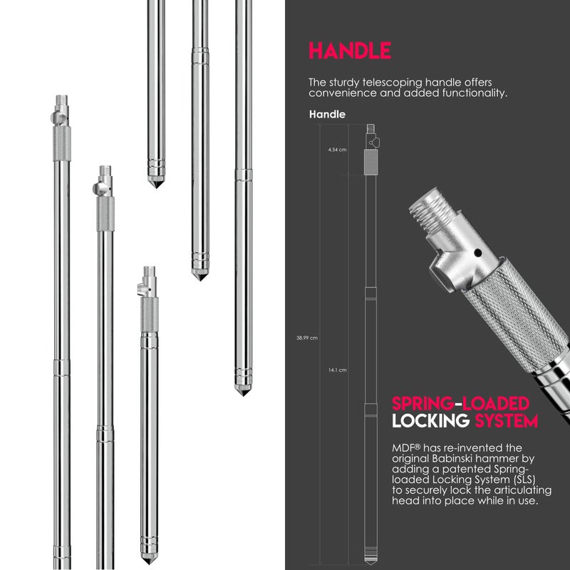MDF Instruments أدوات MDF، مطرقة بابينسكي التلسكوبية 2.0® مع فرشاة مدمجة للاستجابة الجلدية والسطحية - سوداء (MDF535XT-11) - Image 5