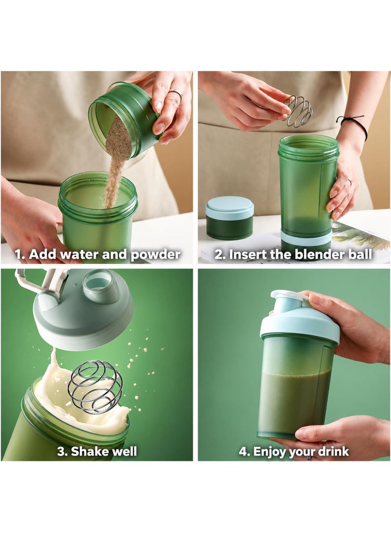 DBLEW زجاجة شاكر البروتين (500ml) شفافة - زجاجة خلاط مانعة للتسرب مع حجرة تخزين للبودرة والحبوب - خالية من BPA (وردي فاتح) - Image 5