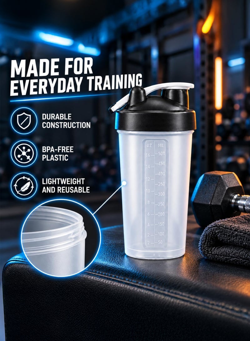 DBLEW زجاجة شاكر البروتين (500ml) شفافة - زجاجة خلاط مانعة للتسرب مع حجرة تخزين للبودرة والحبوب - خالية من BPA (وردي فاتح) - Image 3