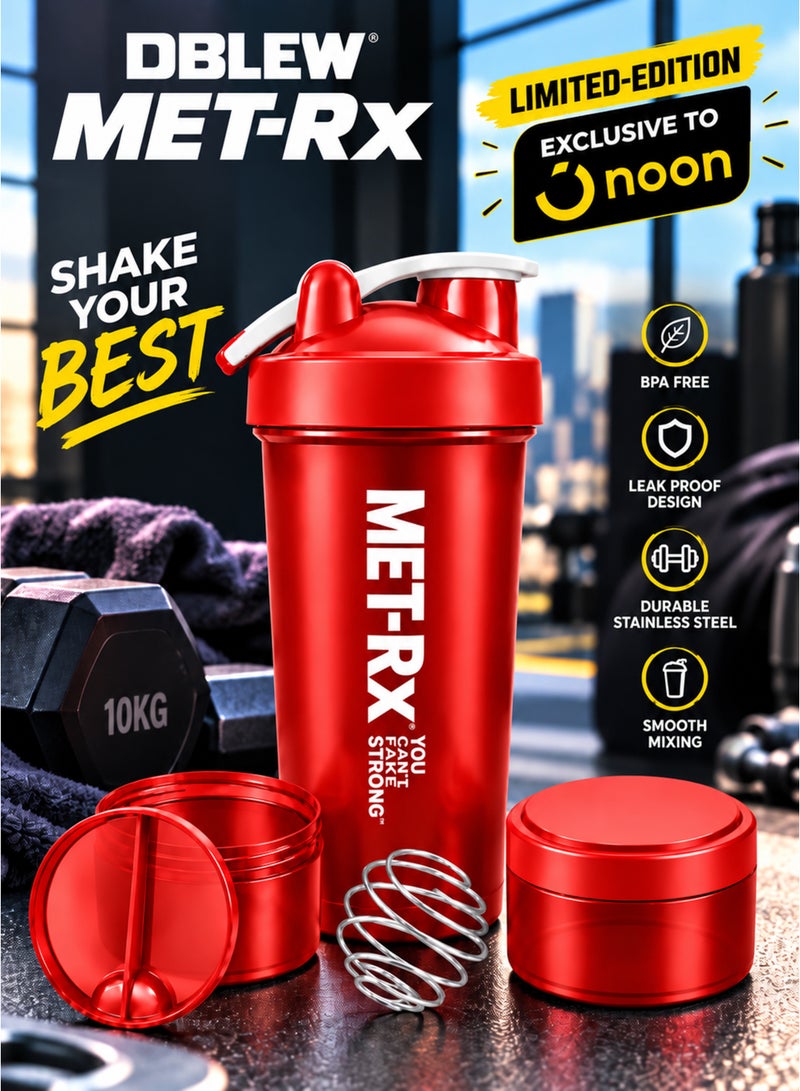 DBLEW زجاجة شاكر البروتين (500ml) شفافة - زجاجة خلاط مانعة للتسرب مع حجرة تخزين للبودرة والحبوب - خالية من BPA (وردي فاتح) - Image 1
