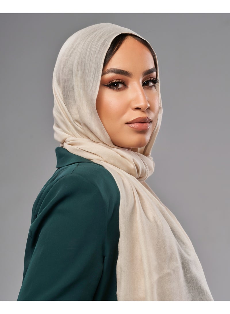 Lavezzi Breathable Cotton Modal Hijab Scarf For Women - Women Solid Color Head Scarf Wrap - Beige - Image 3