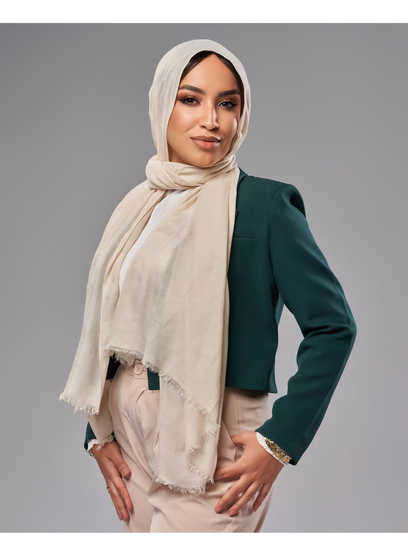 Lavezzi Breathable Cotton Modal Hijab Scarf For Women - Women Solid Color Head Scarf Wrap - Beige - Image 2