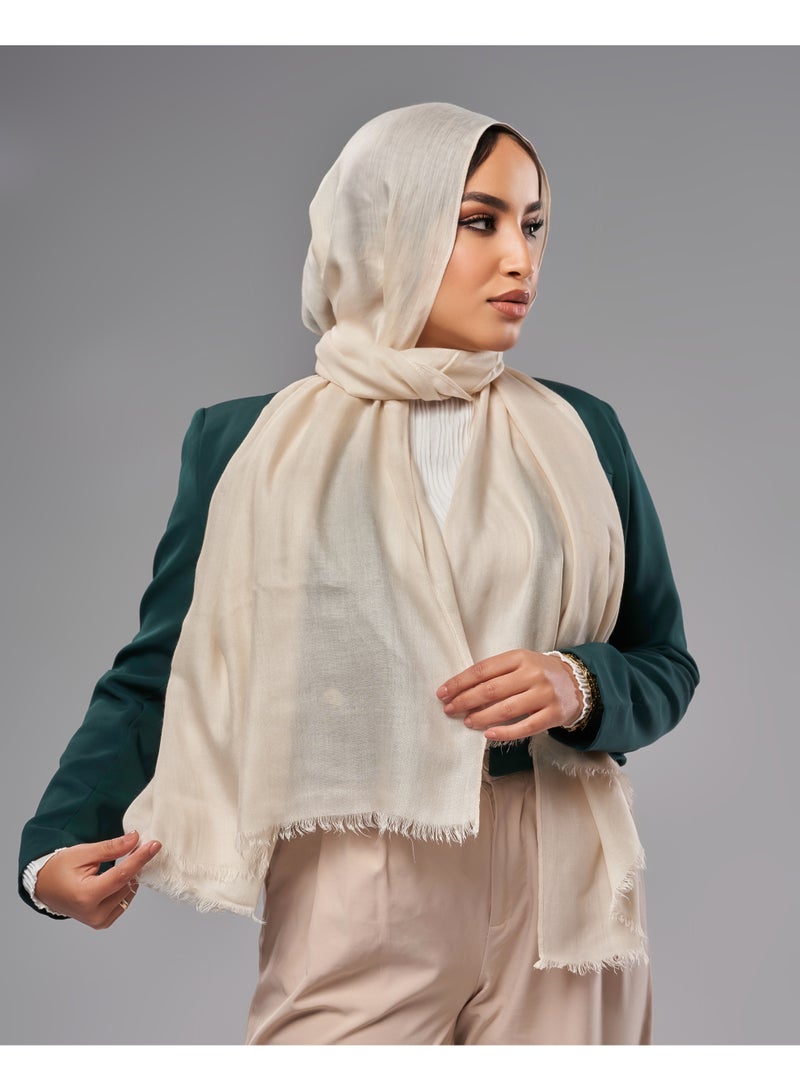 Lavezzi Breathable Cotton Modal Hijab Scarf For Women - Women Solid Color Head Scarf Wrap - Beige - Image 1