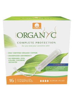Organ(y)c Organyc Complete Protection Feminine Care Organic Cotton Tampons with Compact Applicator, Super Plus, 16 Pieces - Pack of 1  - Image 1