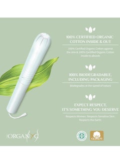 Organ(y)c Organyc Complete Protection Feminine Care Organic Cotton Tampons with Compact Applicator, Super Plus, 16 Pieces - Pack of 1  - Image 4
