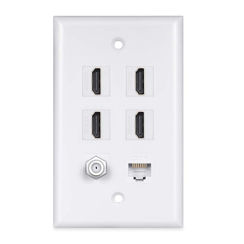 Phizli 4 لوحة حائط HDMI كاستاندرد، PHIZLI 1 - كابل Ethernet Cat6 1 - منفذ كابل التلفاز التماثلي F نوع HDMI 2.0 أنثوي إلى أنثوي (أبيض) - Image 5