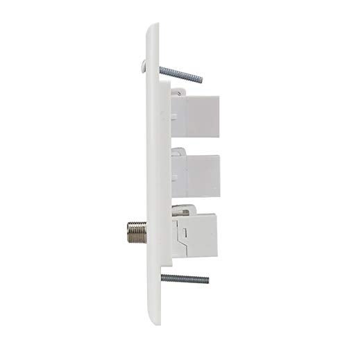 Phizli 4 لوحة حائط HDMI كاستاندرد، PHIZLI 1 - كابل Ethernet Cat6 1 - منفذ كابل التلفاز التماثلي F نوع HDMI 2.0 أنثوي إلى أنثوي (أبيض) - Image 4